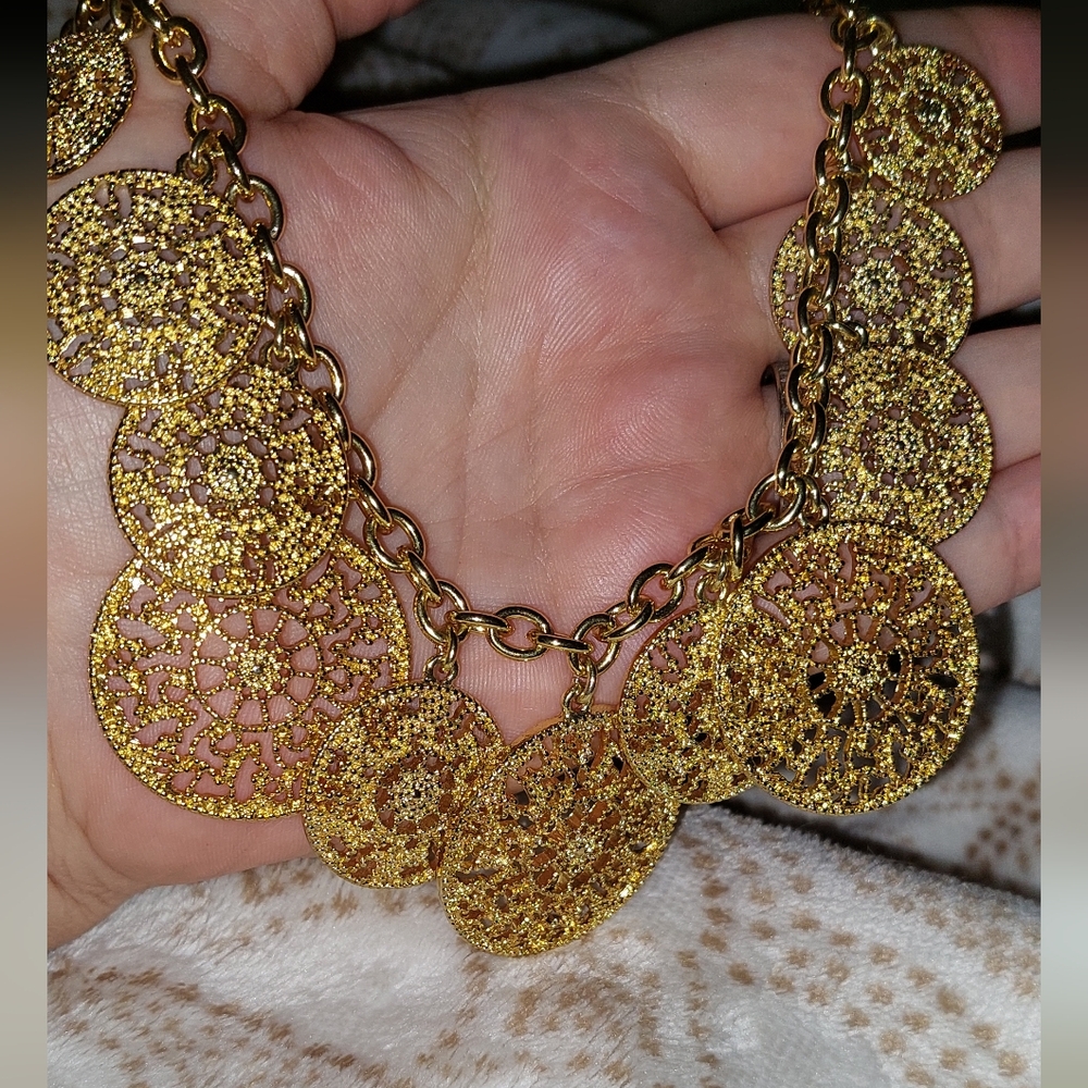 Talbots Gold Multi Disc Necklace NWT